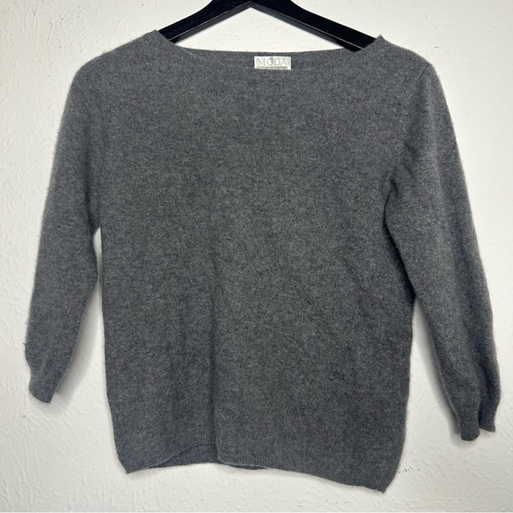100% CASHMERE Sweater Grey Moda INTL size Small - Picture 1 of 8